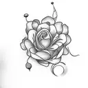 Tatoo of a margarita flower with the name “margarita” written within the stem  tattoo design idea