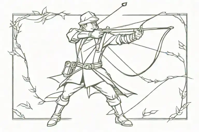robin hood holding a bow tattoo design idea