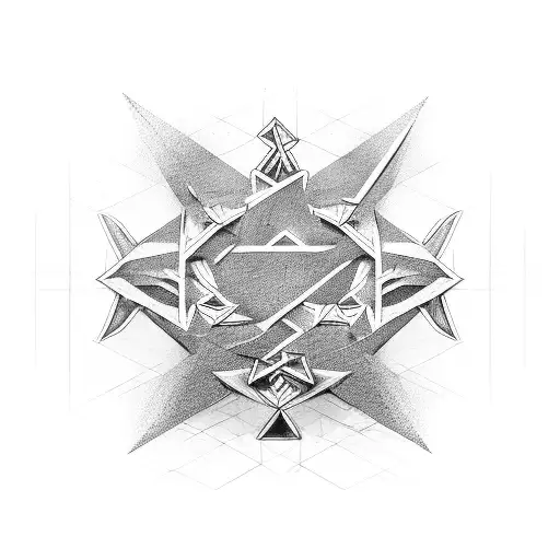 bdsm symbol combined with three overlapping triangles tattoo design idea