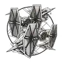tie fighter and x-wing side a kite geometric boarder  tattoo design idea