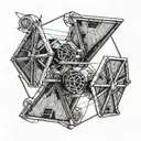 tie fighter and x-wing side a kite geometric boarder  tattoo design idea
