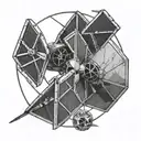 tie fighter and x-wing side a kite geometric boarder  tattoo design idea