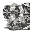tie fighter and x-wing side a kite geometric boarder  tattoo design idea