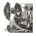 tie fighter and x-wing side a kite geometric boarder  tattoo design idea