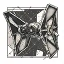 tie fighter and x-wing side a kite geometric boarder  tattoo design idea