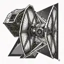 tie fighter and x-wing side a kite geometric boarder  tattoo design idea