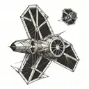 tie fighter and an x-wing side a kite geometric boarder  tattoo design idea