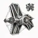 tie fighter and an x-wing side a kite geometric boarder  tattoo design idea