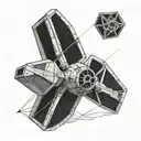tie fighter and an x-wing side a kite geometric boarder  tattoo design idea
