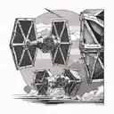 tie fighter and x-wing side a kite geometric boarder  tattoo design idea