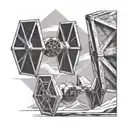 tie fighter and x-wing side a kite geometric boarder  tattoo design idea