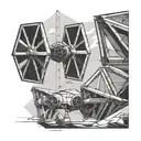 tie fighter and x-wing side a kite geometric boarder  tattoo design idea