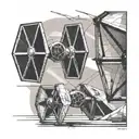 tie fighter and x-wing side a kite geometric boarder  tattoo design idea