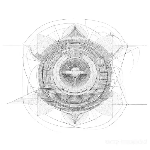 Jazz, architecture, sun, plants, geometry, minimalism, industry, lines tattoo design idea