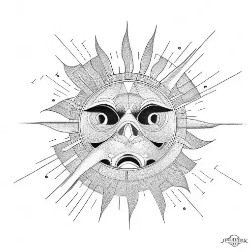 Jazz, architecture, sun tattoo design idea