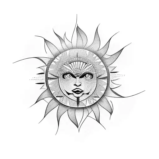 Jazz, architecture, sun tattoo design idea
