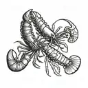 lobster and shrimp fighting each other tattoo design idea