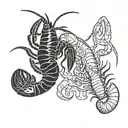 lobster and shrimp fighting each other tattoo design idea