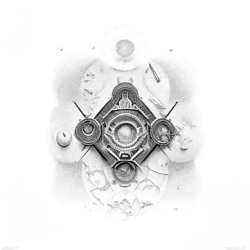 ornemental symbol amulet thin line  tattoo design idea