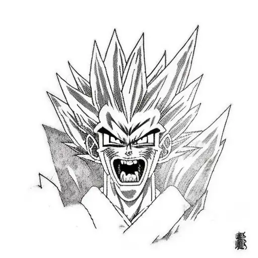 ryuk fighting super saiyan gohan tattoo design idea
