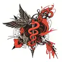 caduceus intertwined tattoo design idea