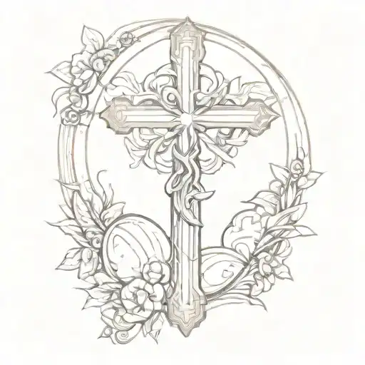 Religious Cross in sunlight tattoo design idea
