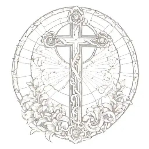 Religious Cross in sunlight tattoo design idea