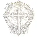 Religious Cross in sunlight tattoo design idea