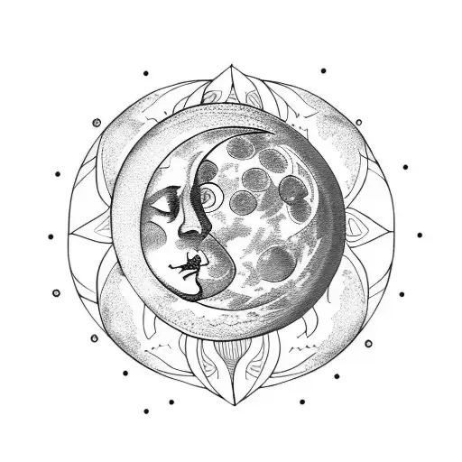 Moon phases with flowers tattoo design idea