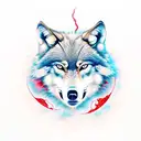 Wolf with red moon tattoo design idea