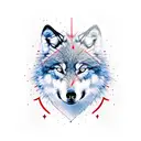Wolf with red moon tattoo design idea