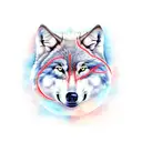 Wolf with red moon tattoo design idea