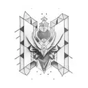 An abstract representation of a magical spellbook tattoo design idea