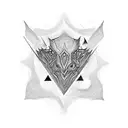 An abstract representation of a magical spellbook tattoo design idea