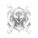 An abstract representation of a magical spellbook tattoo design idea