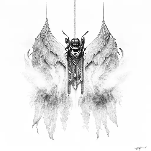 cyber y2k wings  tattoo design idea