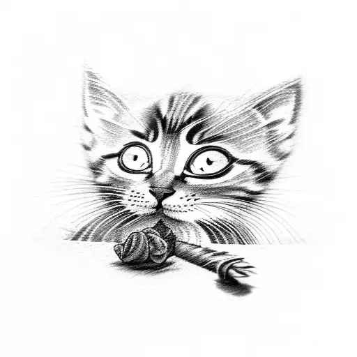 kitten smoking a blunt  tattoo design idea