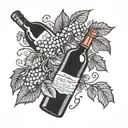 wine bottle filled tattoo design idea