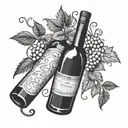 wine bottle filled tattoo design idea