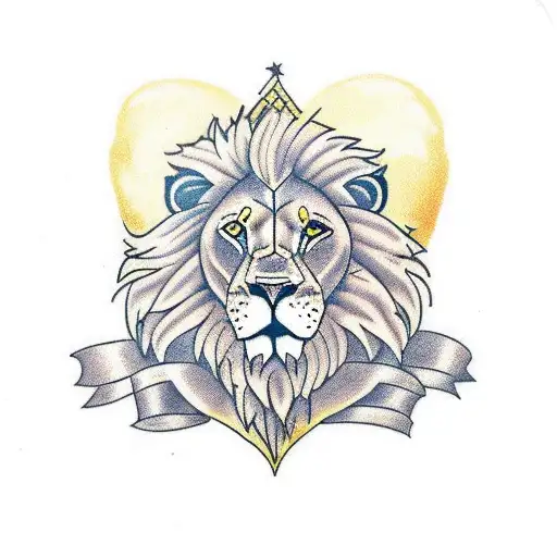lion eating a heart tattoo design idea