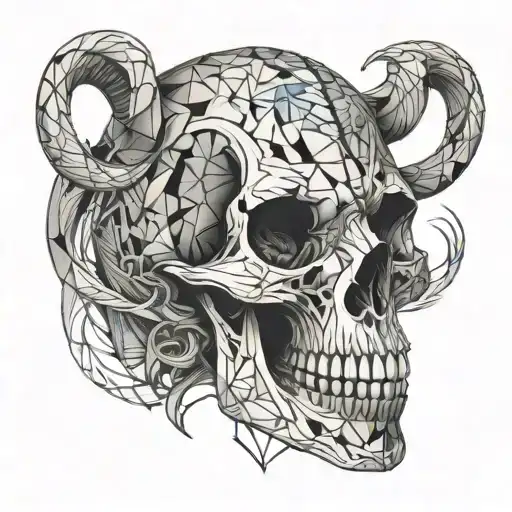 wave animal skull tattoo design idea