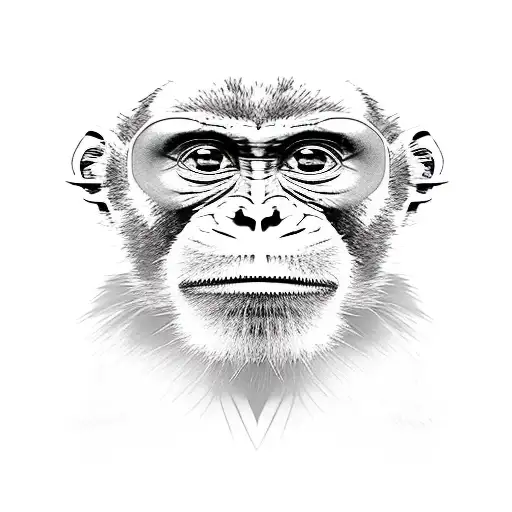 cute monkey with abdominal scars tattoo design idea