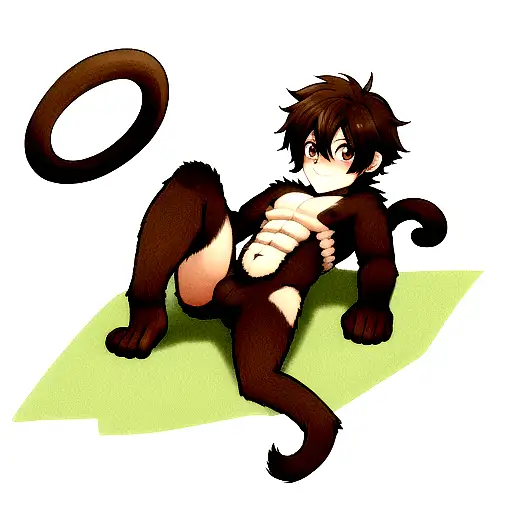cute monkey with abdominal scars tattoo design idea