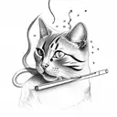 cat smoking tattoo design idea