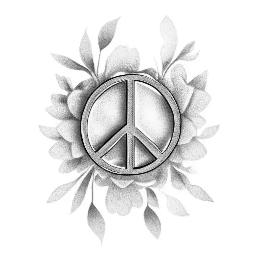 Peace Sign Tattoo Hand - Black And White Art