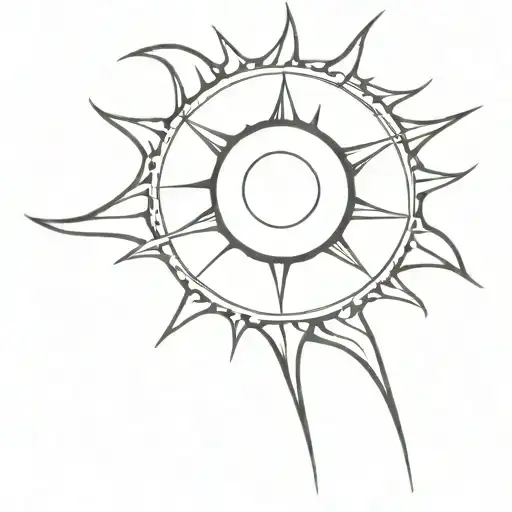 sun with one of the rays being a cross   tattoo design idea
