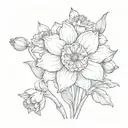 daffodil, carnation, aster flower tattoo design idea