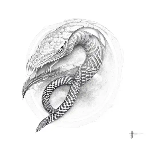 feather serpent tattoo design idea