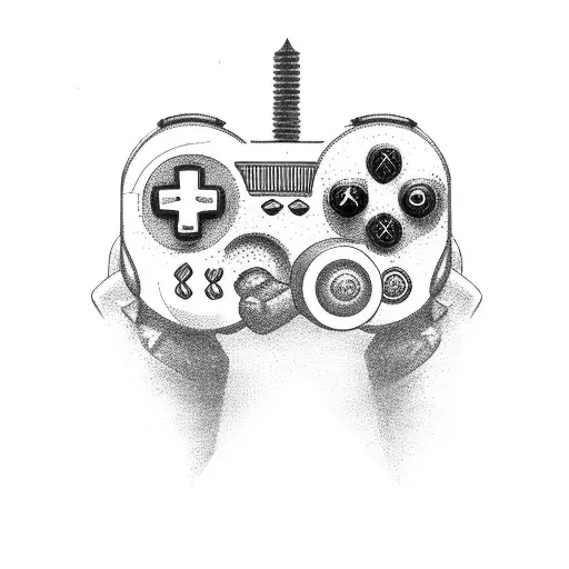 A video game controller morphing into a mechanical wrench tattoo design idea