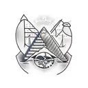 canary, bridge, pyramid tattoo design idea